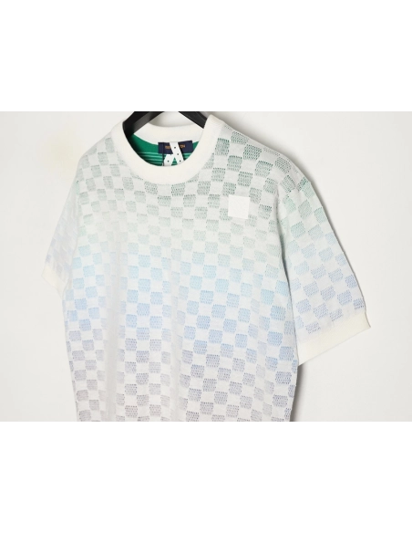 Louis Vuitton checkerboard color gradient jacquard knit short sleeves,Louis Vuitton