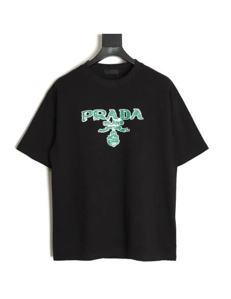 Prada green letter logo print short sleeves TSK1,Prada