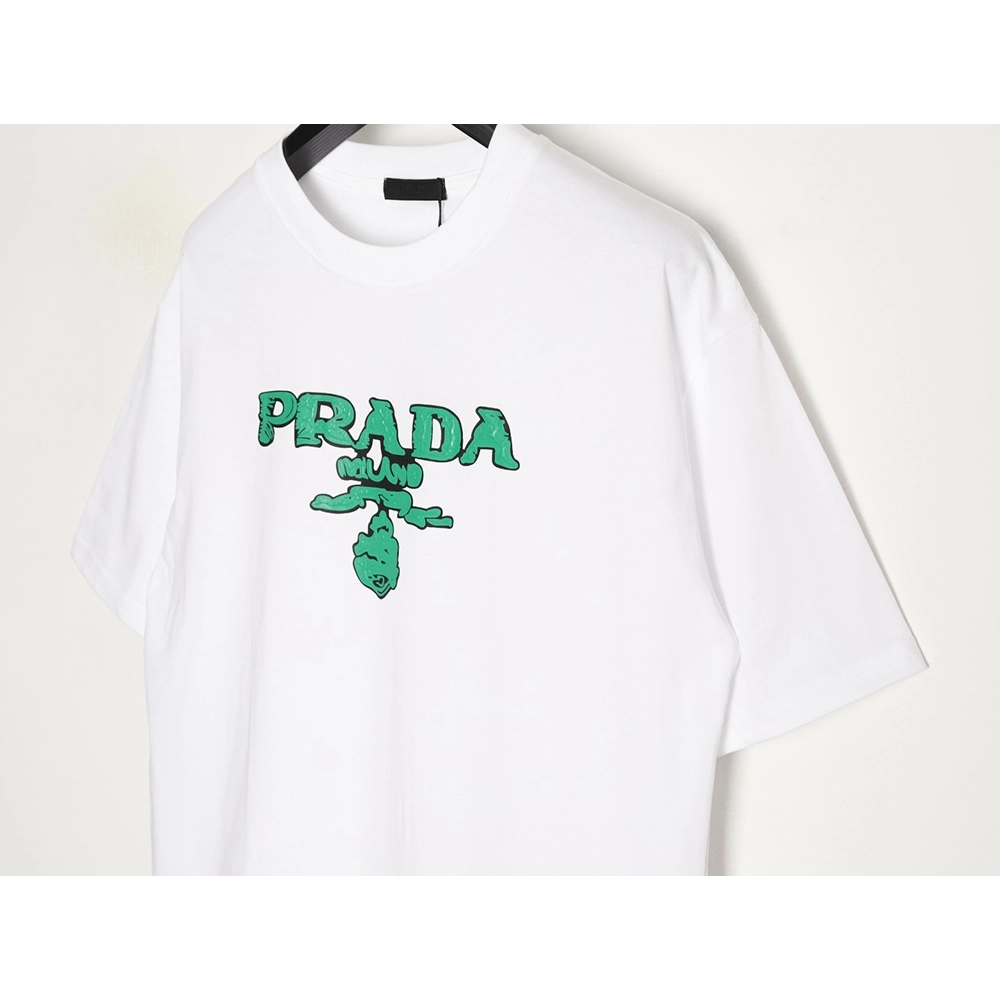 Prada green letter logo print short sleeves,Prada