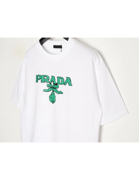 Prada green letter logo print short sleeves,Prada