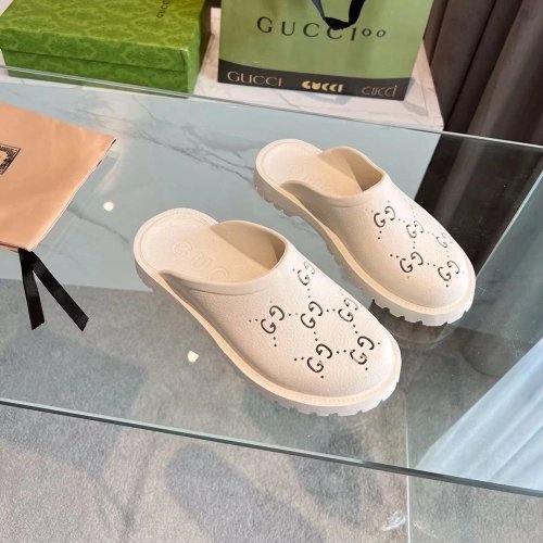 Gucci Slip-on Sandal Cut Out Monogram White,Gucci Slides