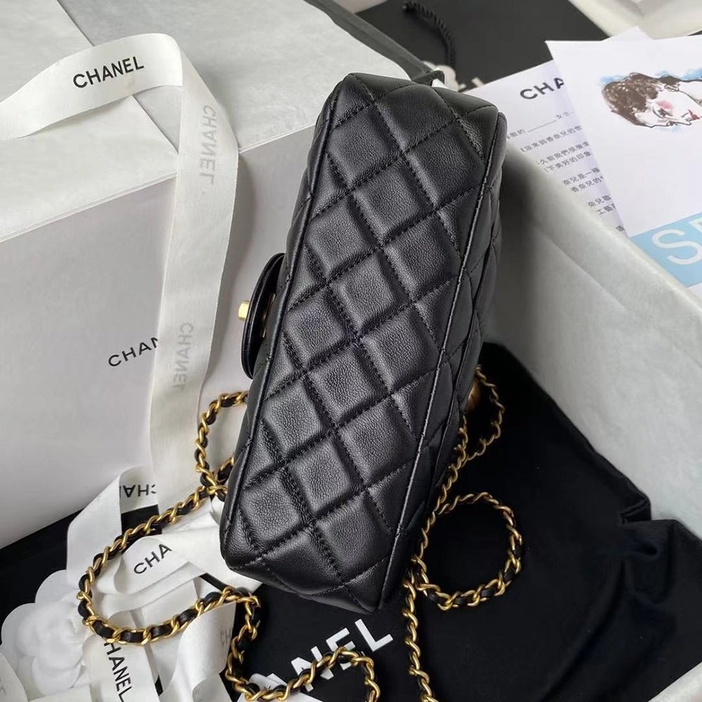 Chanel Flap Bag Lambskin Black Leather AS1787 13X19.5X6cm,Chanel Bags