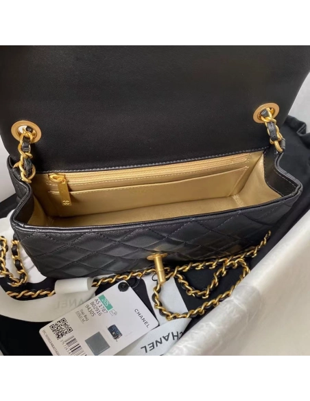 Chanel Flap Bag Lambskin Black Leather AS1787 13X19.5X6cm,Chanel Bags