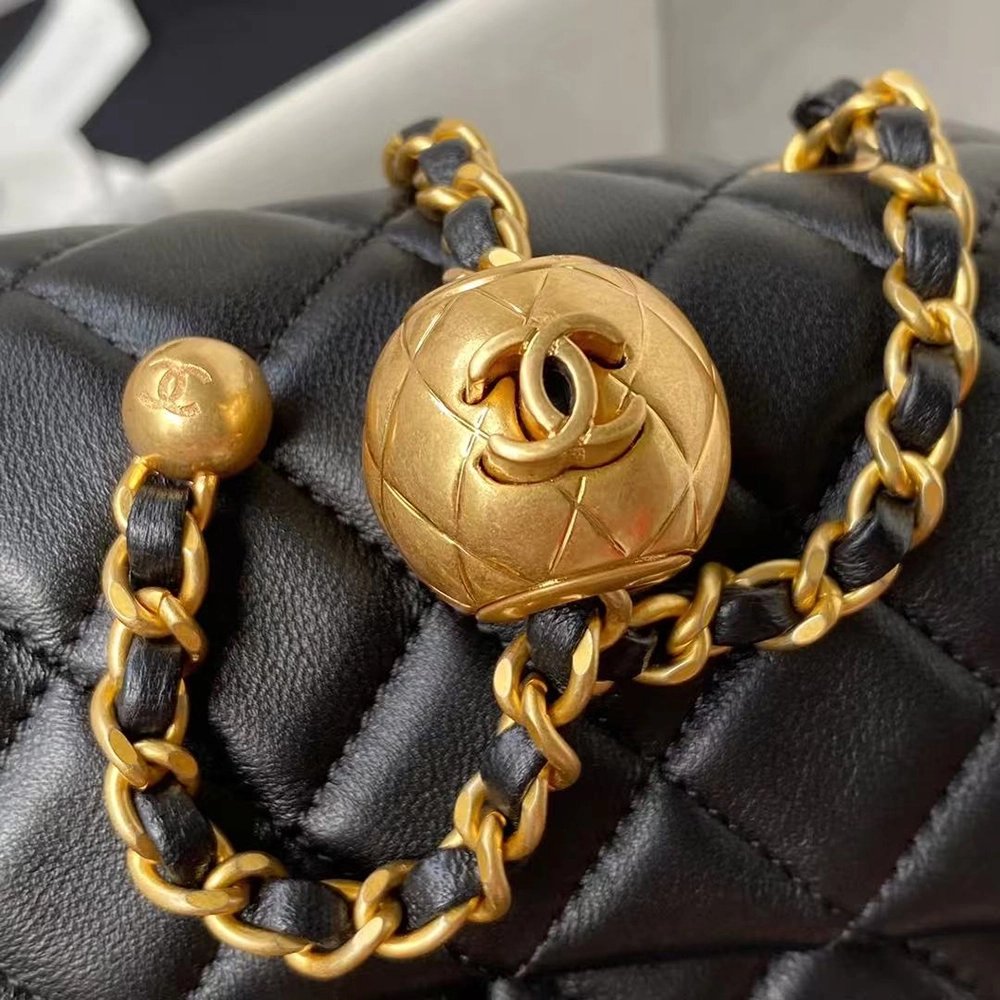 Chanel Flap Bag Lambskin Black Leather AS1787 13X19.5X6cm,Chanel Bags