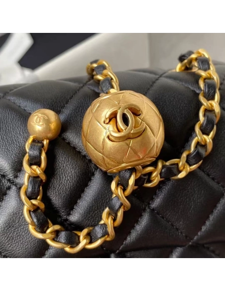 Chanel Flap Bag Lambskin Black Leather AS1787 13X19.5X6cm,Chanel Bags