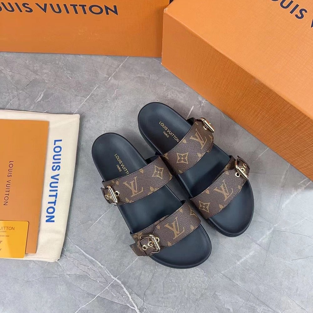 Louis Vuitton Bom Dia Flat Mule 1A3R5M,Louis Vuitton Slides