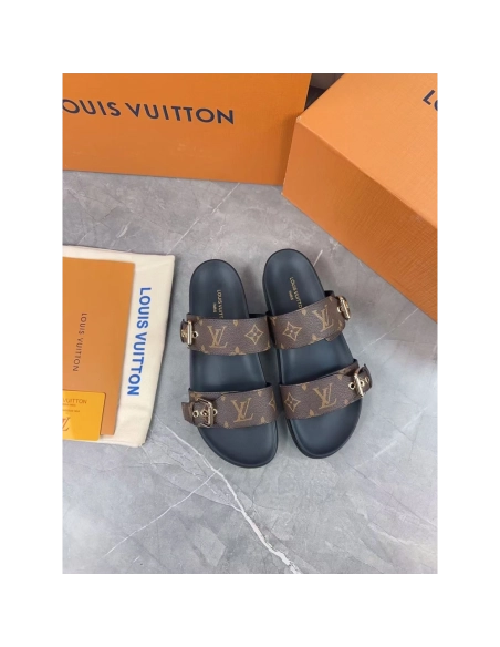 Louis Vuitton Bom Dia Flat Mule 1A3R5M,Louis Vuitton Slides