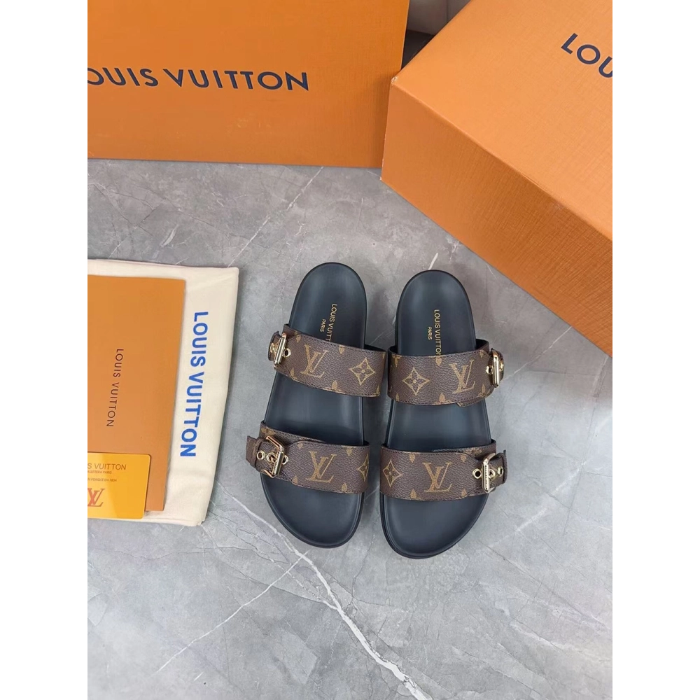 Louis Vuitton Bom Dia Flat Mule 1A3R5M,Louis Vuitton Slides