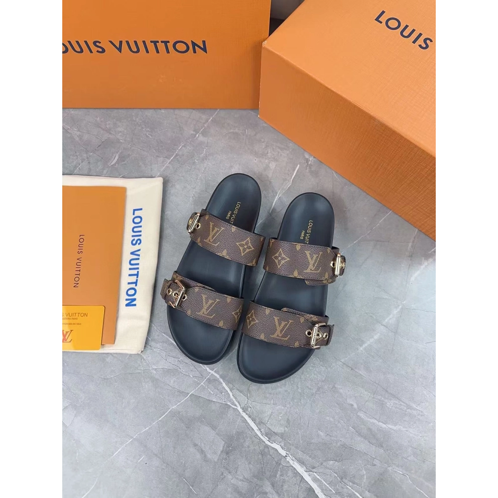Louis Vuitton Bom Dia Flat Mule 1A3R5M,Louis Vuitton Slides