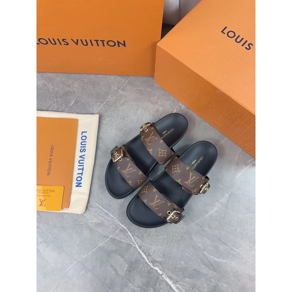 Louis Vuitton Bom Dia Flat Mule 1A3R5M,Louis Vuitton Slides