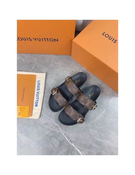 Louis Vuitton Bom Dia Flat Mule 1A3R5M,Louis Vuitton Slides