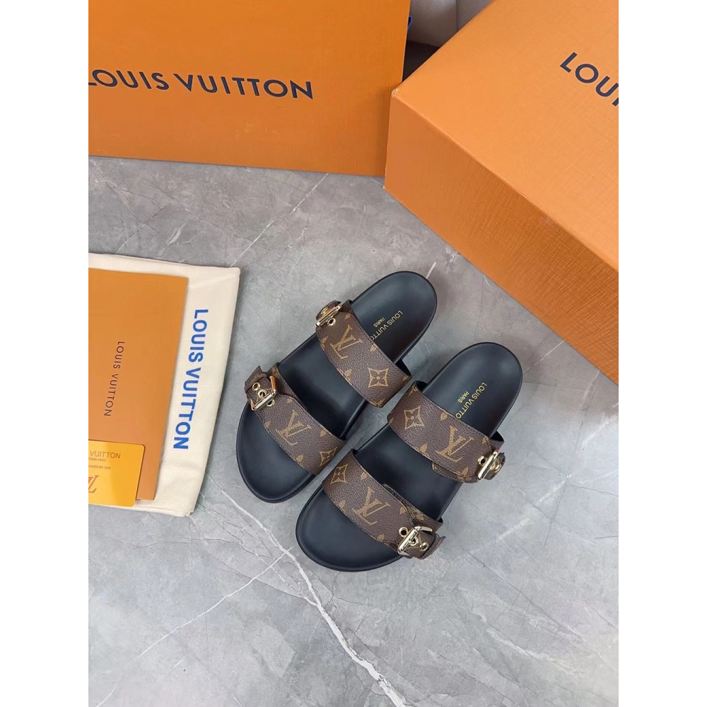 Louis Vuitton Bom Dia Flat Mule 1A3R5M,Louis Vuitton Slides