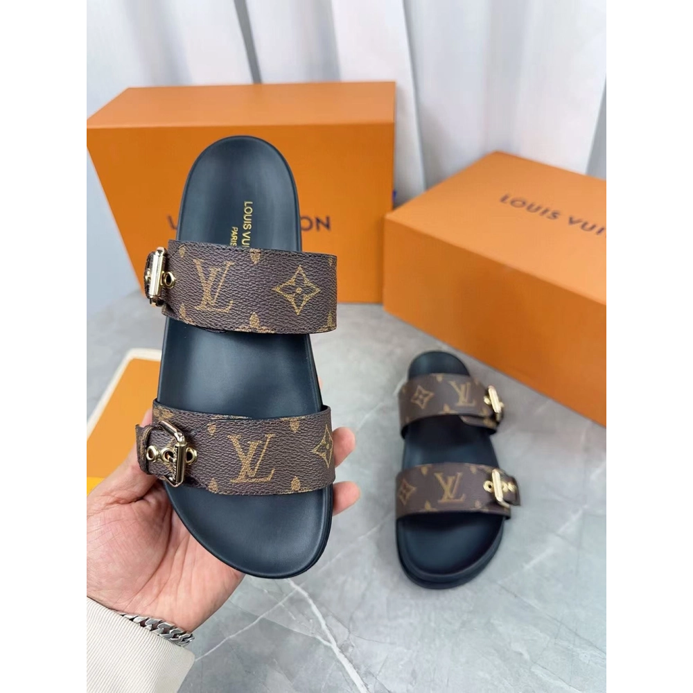 Louis Vuitton Bom Dia Flat Mule 1A3R5M,Louis Vuitton Slides