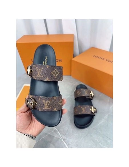 Louis Vuitton Bom Dia Flat Mule 1A3R5M,Louis Vuitton Slides