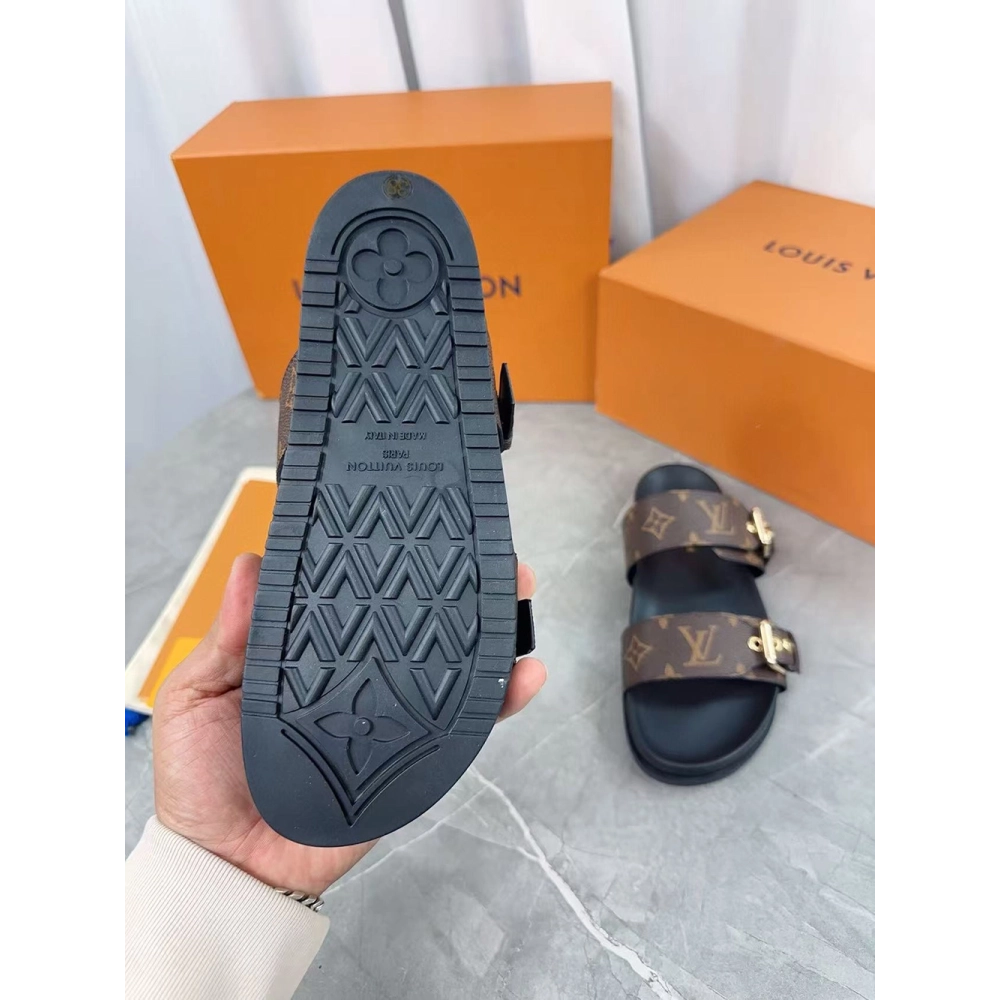 Louis Vuitton Bom Dia Flat Mule 1A3R5M,Louis Vuitton Slides