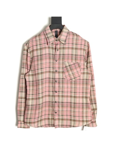 Chrome Hearts all-over printed double-sleeved leather logo plaid shirt,Chrome Hearts