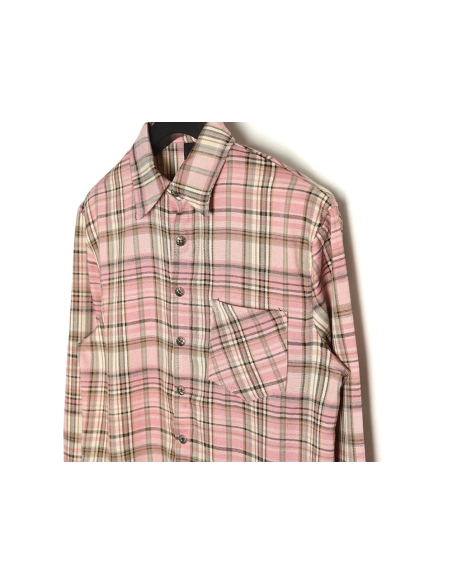 Chrome Hearts all-over printed double-sleeved leather logo plaid shirt,Chrome Hearts