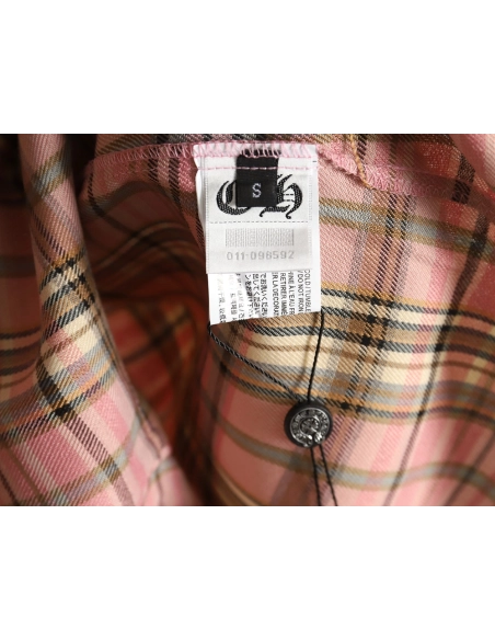 Chrome Hearts all-over printed double-sleeved leather logo plaid shirt,Chrome Hearts