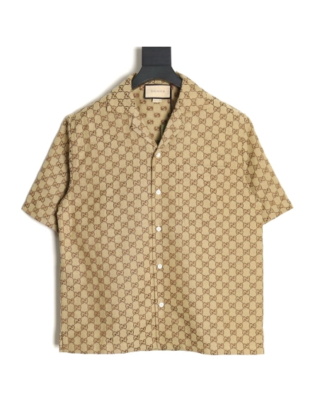 Gucci classic double G monogram canvas short-sleeved shirt,Gucci