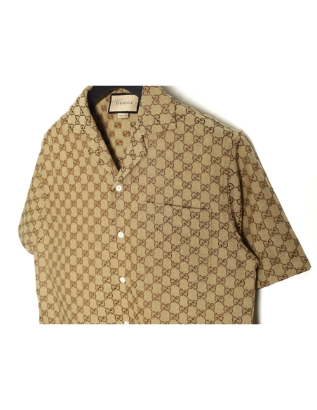 Gucci classic double G monogram canvas short-sleeved shirt,Gucci