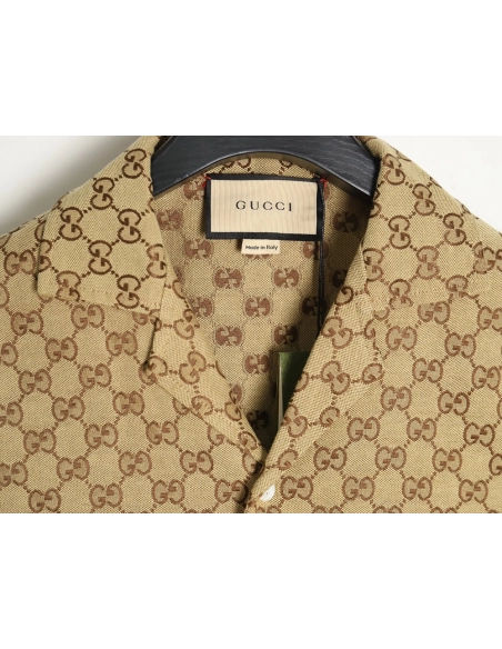 Gucci classic double G monogram canvas short-sleeved shirt,Gucci
