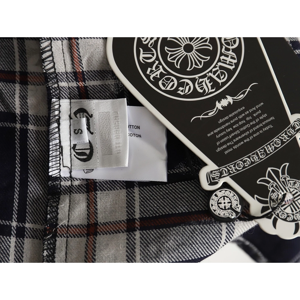 Chrome Hearts all-over printed cuffs leather plaid shirt,Chrome Hearts