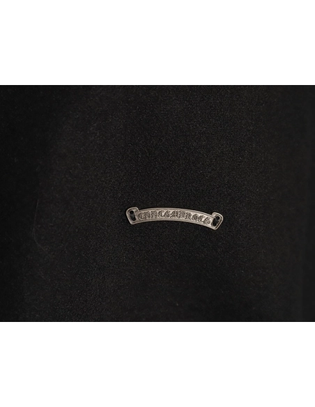 Chrome Hearts cross-patch multi-label leather sleeve baseball jacket,Chrome Hearts