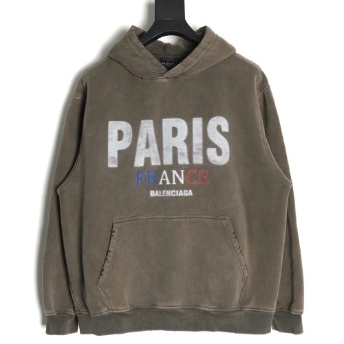 Balenciaga PARIS letter print velvet hooded sweatshirt,Balenciaga
