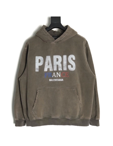 Balenciaga PARIS letter print velvet hooded sweatshirt,Balenciaga