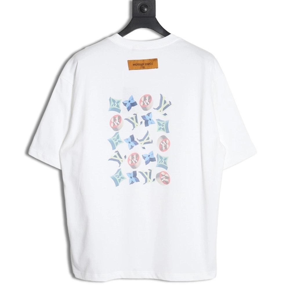 Louis Vuitton 3D monogram pattern round neck short sleeves TSK1,Louis Vuitton