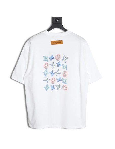 Louis Vuitton 3D monogram pattern round neck short sleeves TSK1,Louis Vuitton