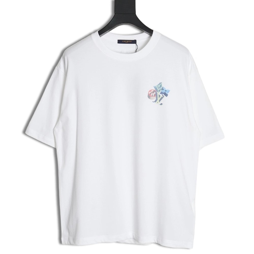 Louis Vuitton 3D monogram pattern round neck short sleeves TSK1,Louis Vuitton