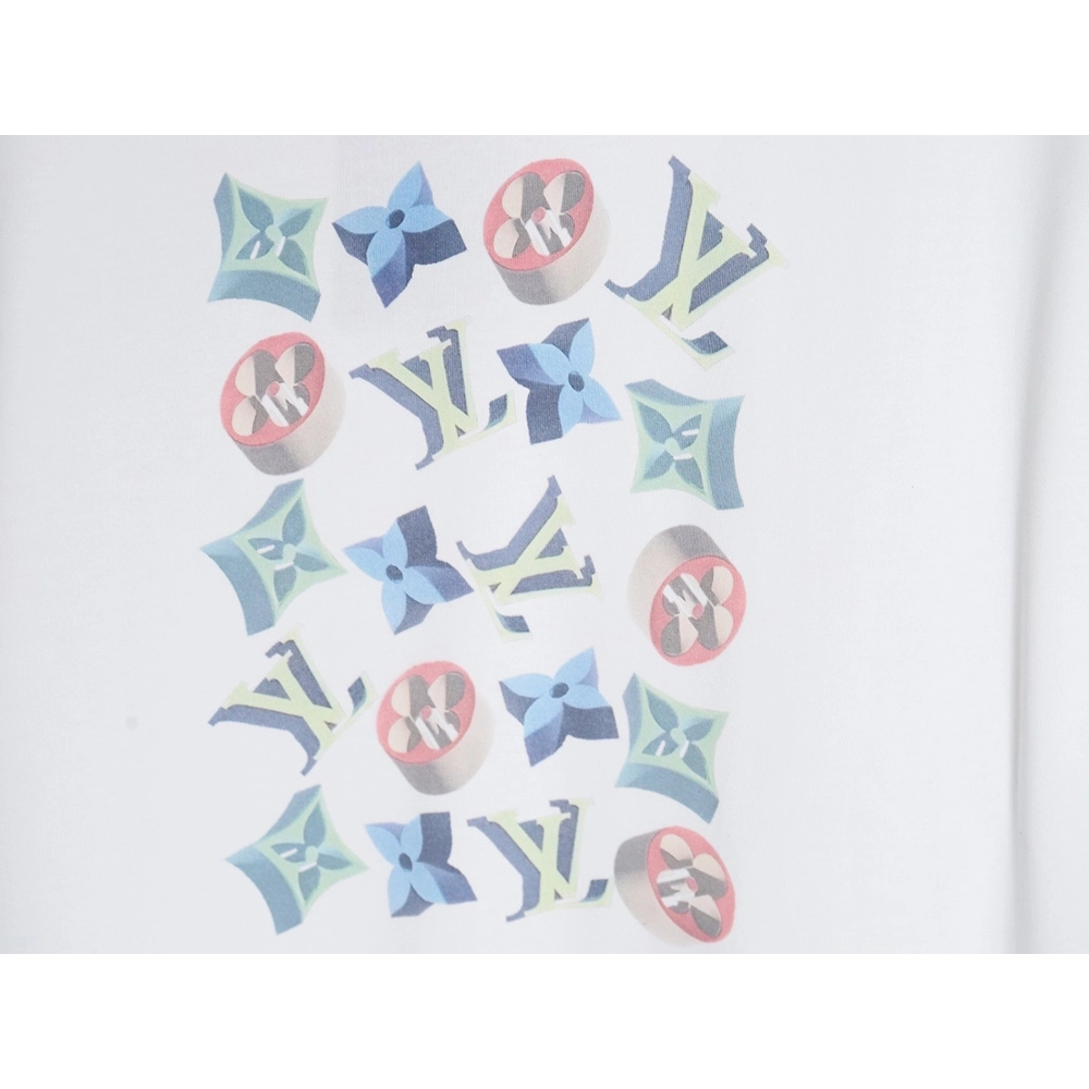 Louis Vuitton 3D monogram pattern round neck short sleeves TSK1,Louis Vuitton