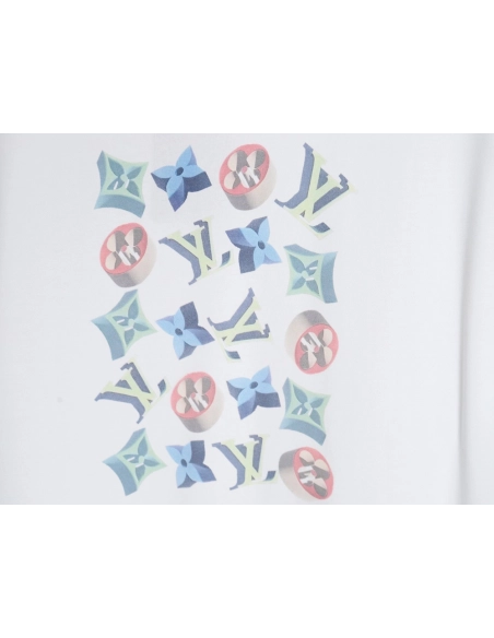 Louis Vuitton 3D monogram pattern round neck short sleeves TSK1,Louis Vuitton