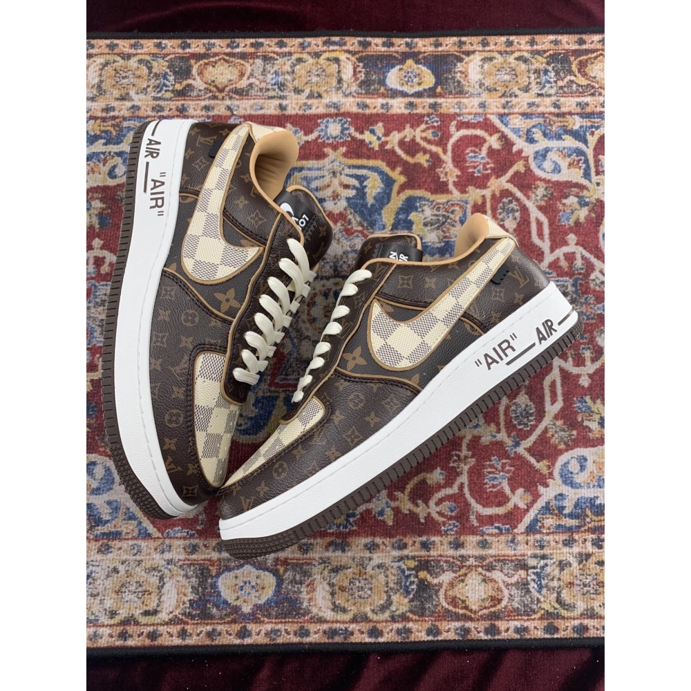 Louis Vuitton x Air Force 1 Low Monogram Damier,NIKE AIR FORCE,NIKE SHOES Reps