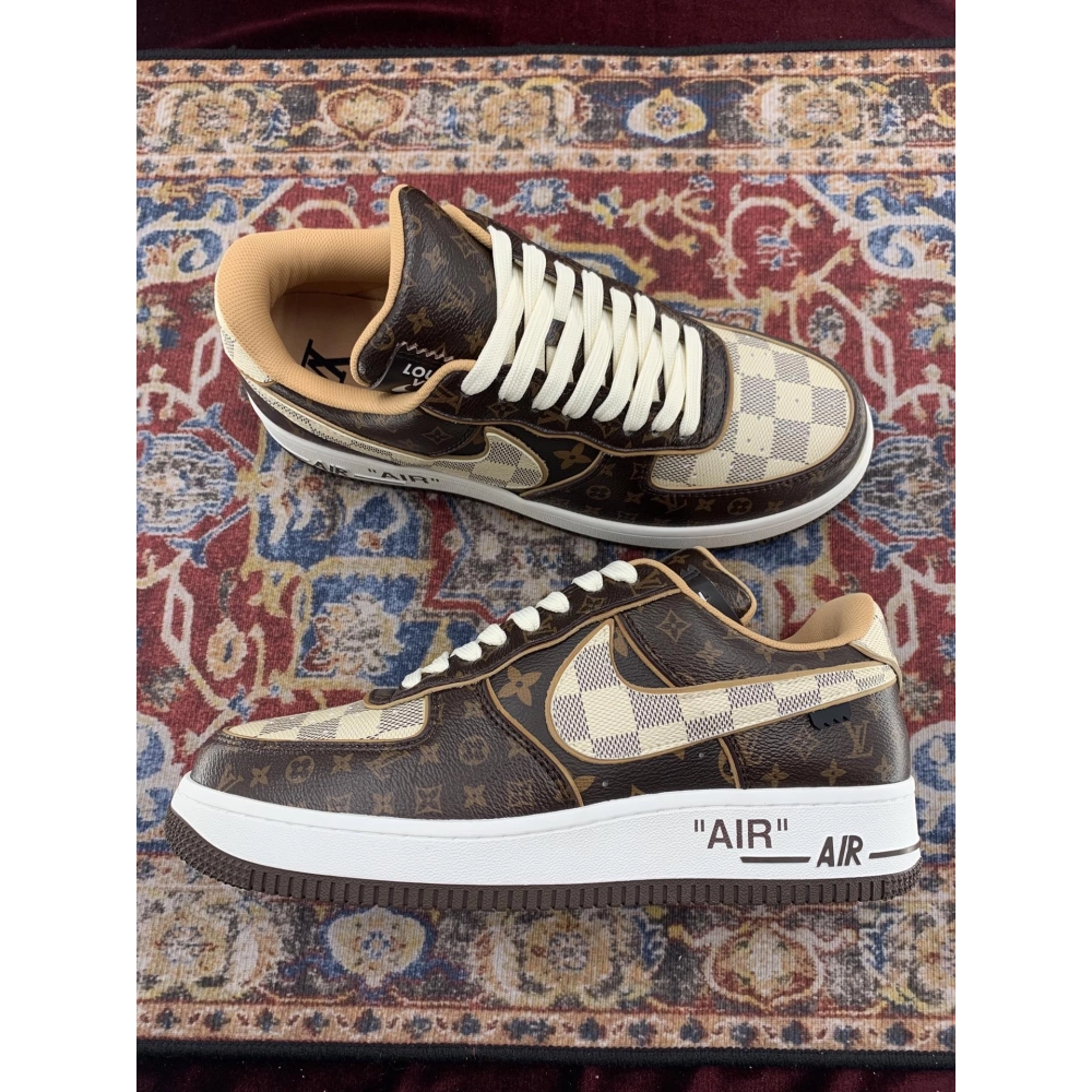 Louis Vuitton x Air Force 1 Low Monogram Damier,NIKE AIR FORCE,NIKE SHOES Reps