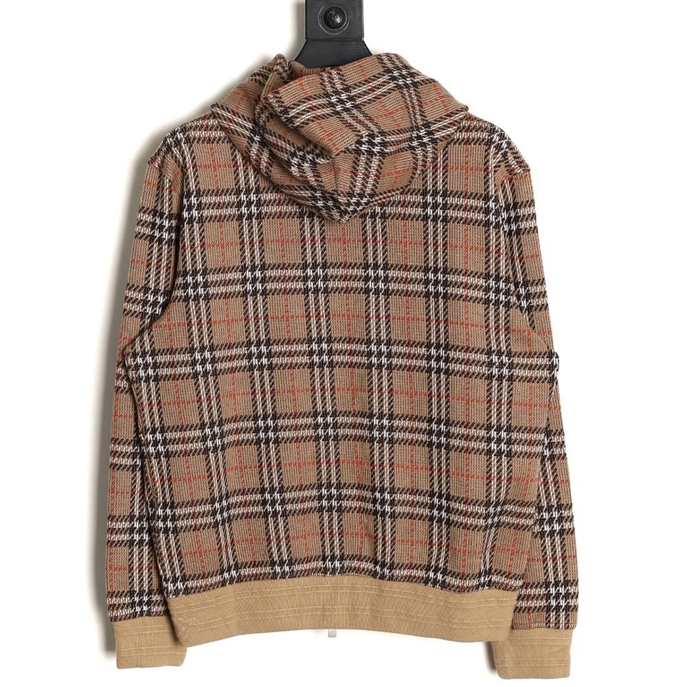 Burberry Large Check Blended Knitted Check Hooded Jacket,Burberry