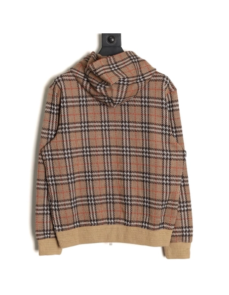 Burberry Large Check Blended Knitted Check Hooded Jacket,Burberry