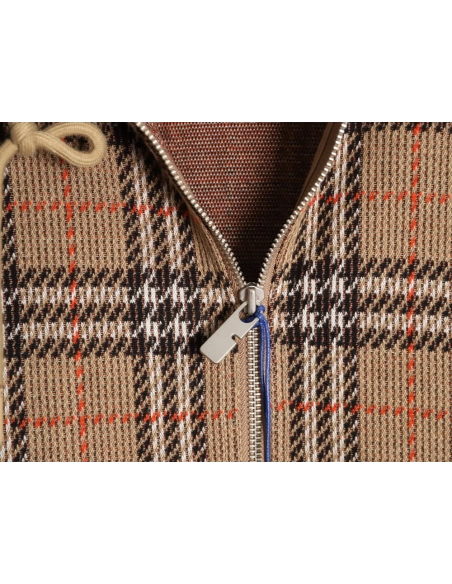 Burberry Large Check Blended Knitted Check Hooded Jacket,Burberry
