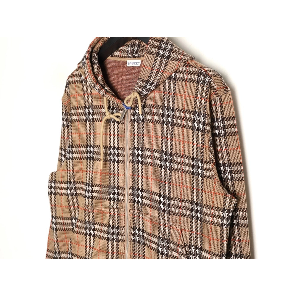 Burberry Large Check Blended Knitted Check Hooded Jacket,Burberry