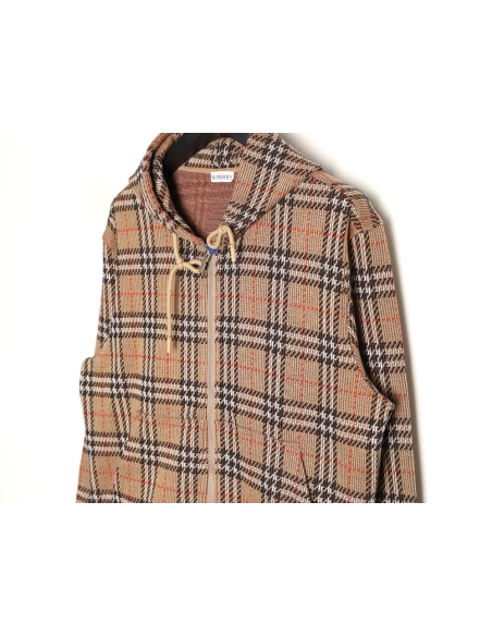 Burberry Large Check Blended Knitted Check Hooded Jacket,Burberry