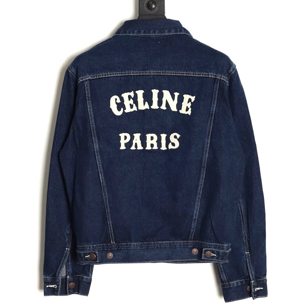 Celine Paris denim jacket with back patch,Celine