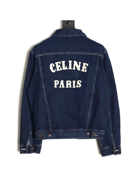 Celine Paris denim jacket with back patch,Celine