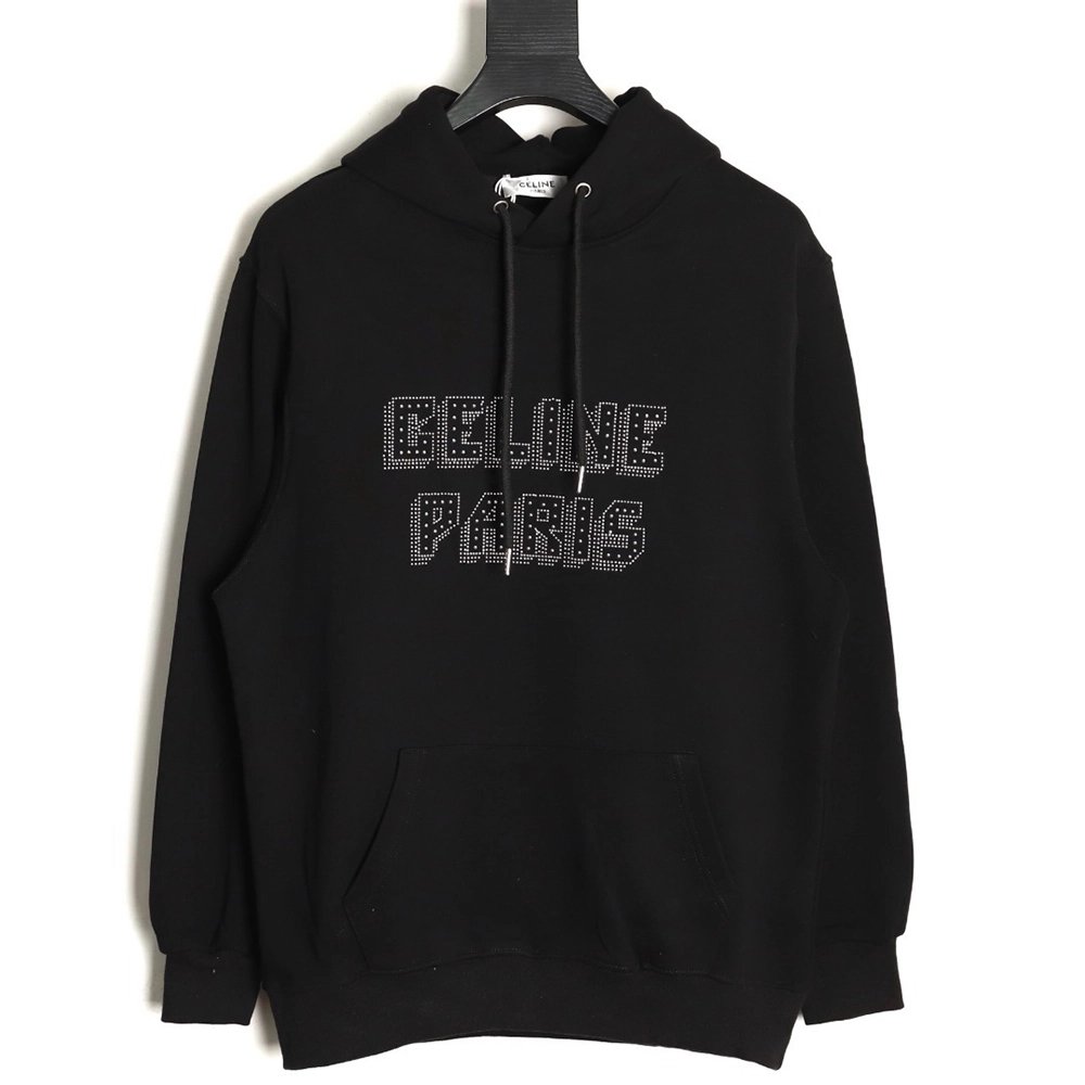 Celine studded diamond lettering hooded sweatshirt,Celine