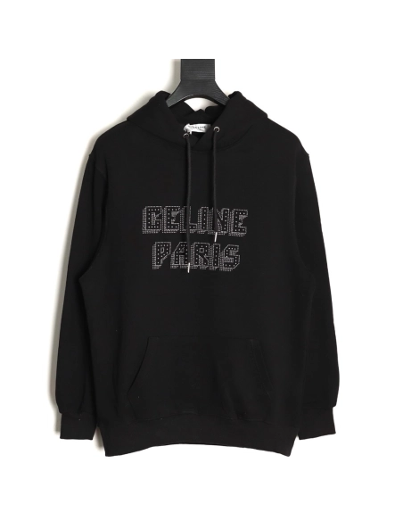 Celine studded diamond lettering hooded sweatshirt,Celine