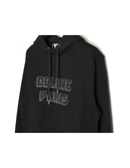 Celine studded diamond lettering hooded sweatshirt,Celine