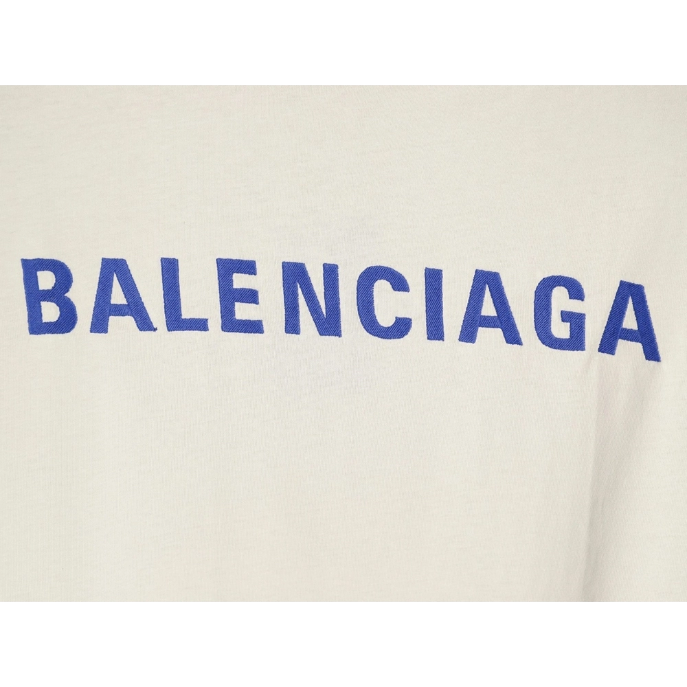 Balenciaga Klein blue front and back embroidered lettering short-sleeved T-shirt,Balenciaga