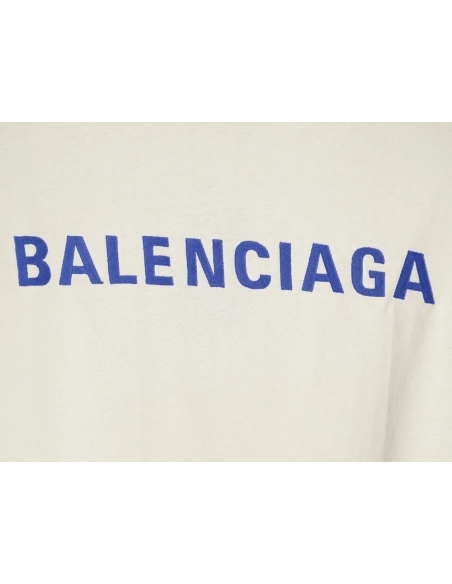 Balenciaga Klein blue front and back embroidered lettering short-sleeved T-shirt,Balenciaga