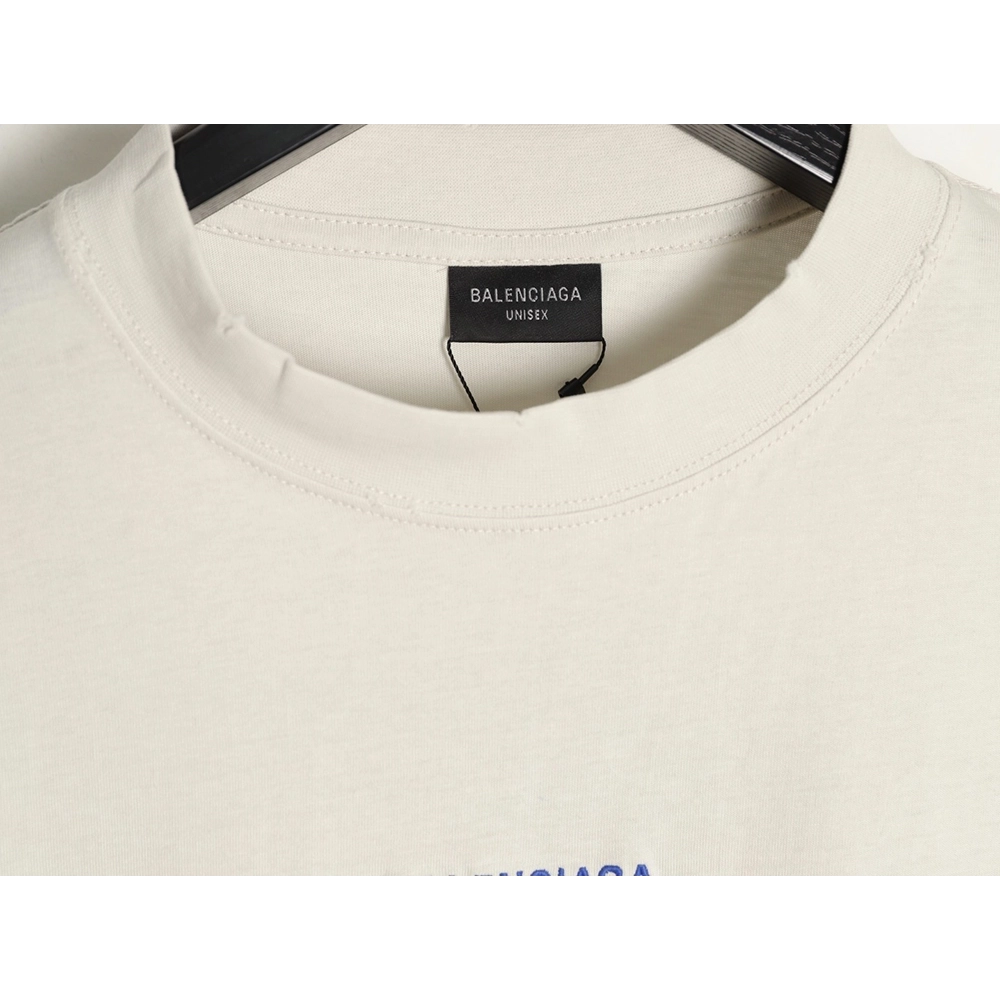 Balenciaga Klein blue front and back embroidered lettering short-sleeved T-shirt,Balenciaga