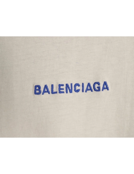Balenciaga Klein blue front and back embroidered lettering short-sleeved T-shirt,Balenciaga